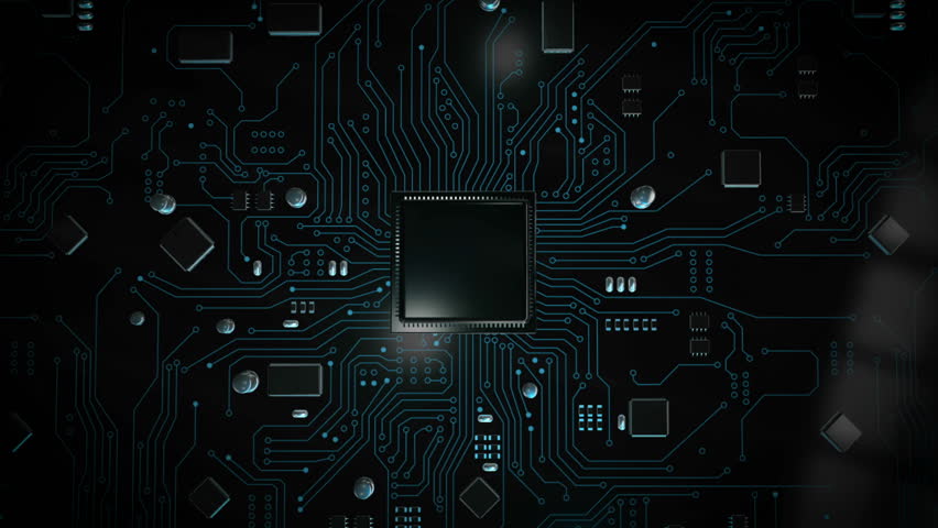 3D render CPU central processor unit chipset on the printed circuit board for electronic and technology concept select focus shallow depth of field Royalty-Free Stock Footage #1023115441