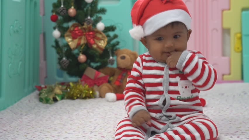 Cute little baby boy in x mas