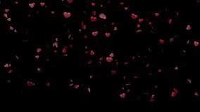 Hearts are falling down with black background