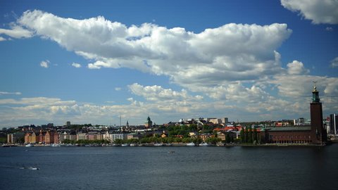 Time Lapse Aerial View of Stockholm City Skyline Famous Tourist Attraction Day