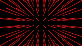 Loop slow motion on the road. Looped video. Red and black simple lines background. Glowing lasers. Motion Graphic backdrop. Slow motion on the neon road at dark.