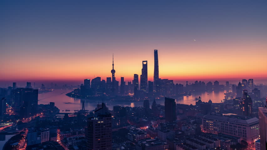Timelapse of Shanghai City viewed , Sunrise day Royalty-Free Stock Footage #1023140044