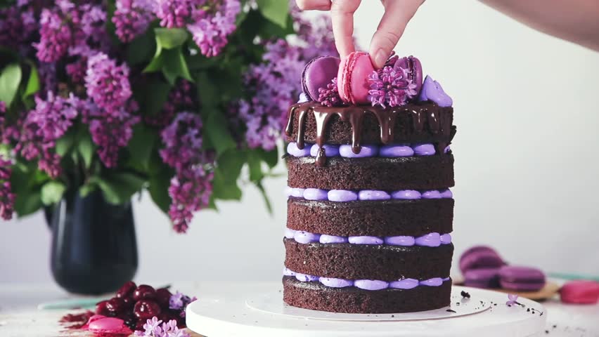 Multi Layered Chocolate Cake Decorated With Stock Footage Video 100 Royalty Free Shutterstock