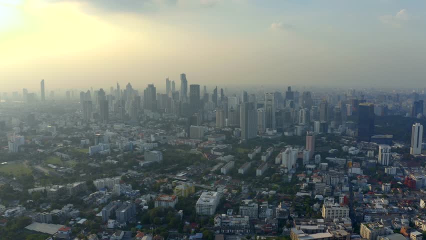 Bangkok central business downtown aerial view. Big city life.