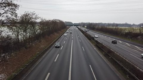 MOERS / GERMANY - JANUARY 28 2019 : Vehicles driving on the A57 motorway.