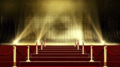 Golden red Carpet Stage 3D render looped Background 