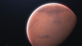 Red Planet Mars slowly rotating. Realistic red planet globe rotates around its axis. 4k loopable cycle video animation