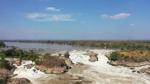 top view Khone Phapheng waterFall in Mekong River Laos, Asia