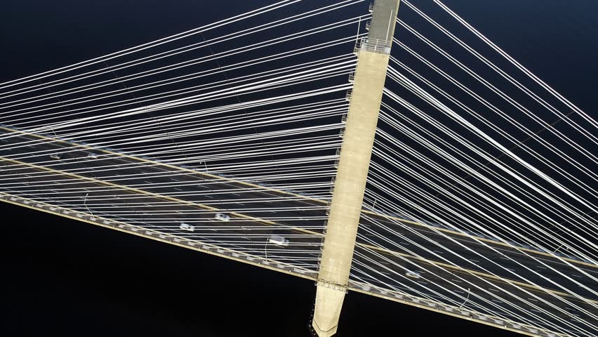 Bridge: Drone Aerial shot: Dames Point Bridge: top down