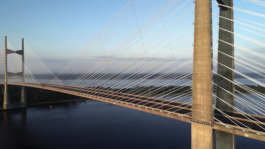 Bridge: Drone Slow pull back shot: Dames Point Bridge