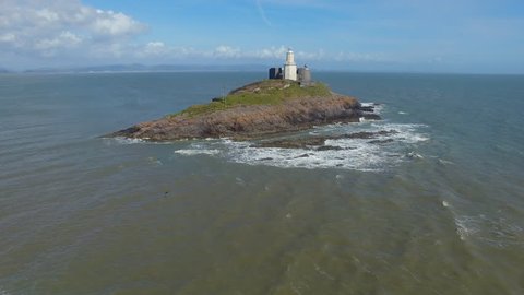Aerial Shots of Dramatic Mumbles Lighthouse