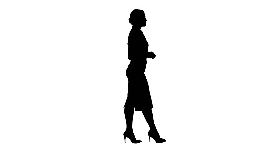 Silhouette Walking Business Woman. Stock Footage Video (100% Royalty ...