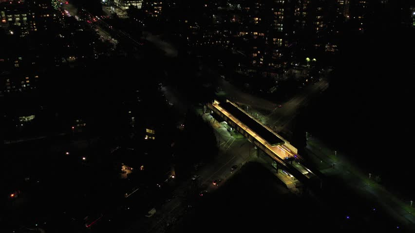 Cityscape Night. Aerial Flight. Evening illumination. 4K. | Shutterstock HD Video #1023214492