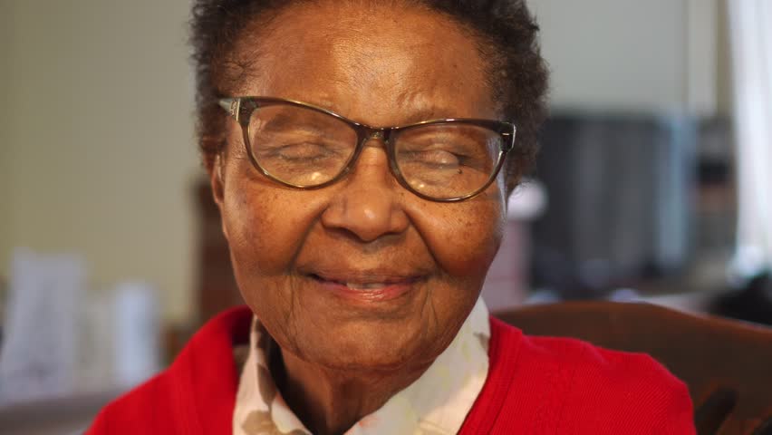 Portrait Of Happy African American Elderly Lady, Laughing And In Good Health, Slow Motion. Royalty-Free Stock Footage #1023233092