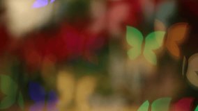 Abstract butterfly bokeh Christmas lights blur background