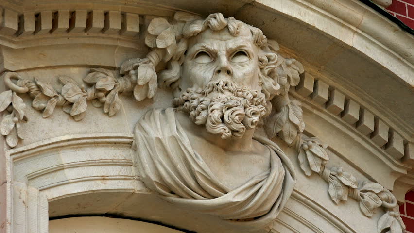 Beautiful stucco, a bas-relief on the facade of an old palace. Potsdam, Germany.