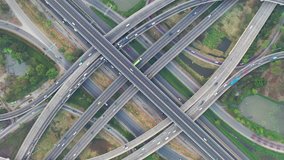 Aerial view traffic on highway