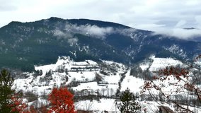 Winter Idyll in the Mountainous Area, 4k Video Clip 

