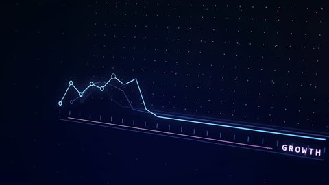 2D vector animation of an upward graph showing growth and charting progress in a 3D space. Created in 4k. 库存视频