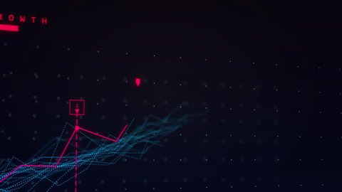 2D linear vector animation of an upward line graph showing growth and charting progress in blue and red colors. Created in 4k. Video Stok