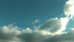 1920x1080. Very Nice Softly Clouds in Blue Sunny Sky Time Lapse Video.