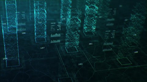 3D animation showing multi core processing and data points, in bright green colors. Created in 4k