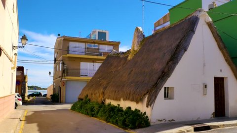 El Palmar / Spain; October 28, 2018: The Barraca Dels Arandes house. This is the oldest wooden house built in the town of El Palmar, which is located in the natural park La Albufera.