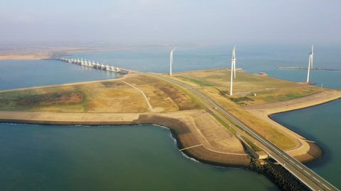 Renesse, Zealand / The Netherlands - December 4th 2018: The Delta Works in Zeeland, The Netherlands protect against high water