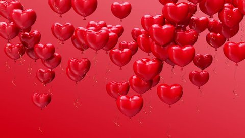 Floating red hearts on red background animation for Valentine's day 