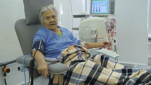 Hemodialysis center. Connecting a person.