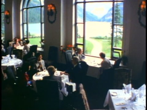 BANFF NATIONAL PARK, ALBERTA, 1990, Chateau Lake Louise Hotel, dining room