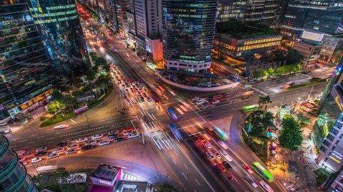 Night traffic of Seoul,City at South Korea.Time Lapse 4k