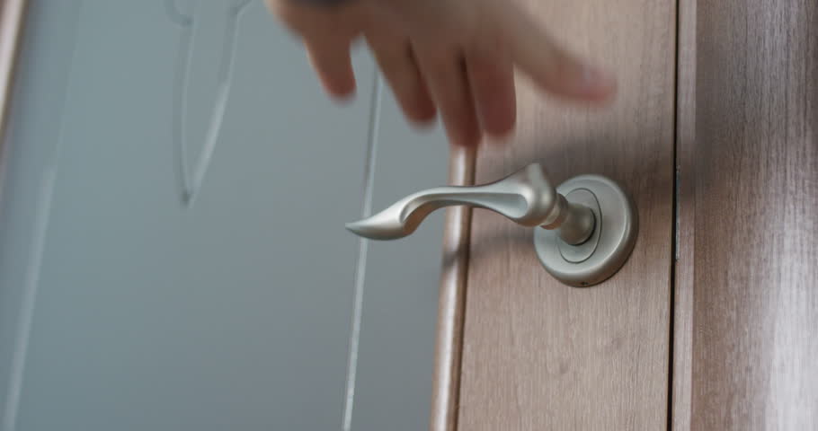 Man Hand Opening Door Handle Stock Footage Video (100% Royalty-free ...