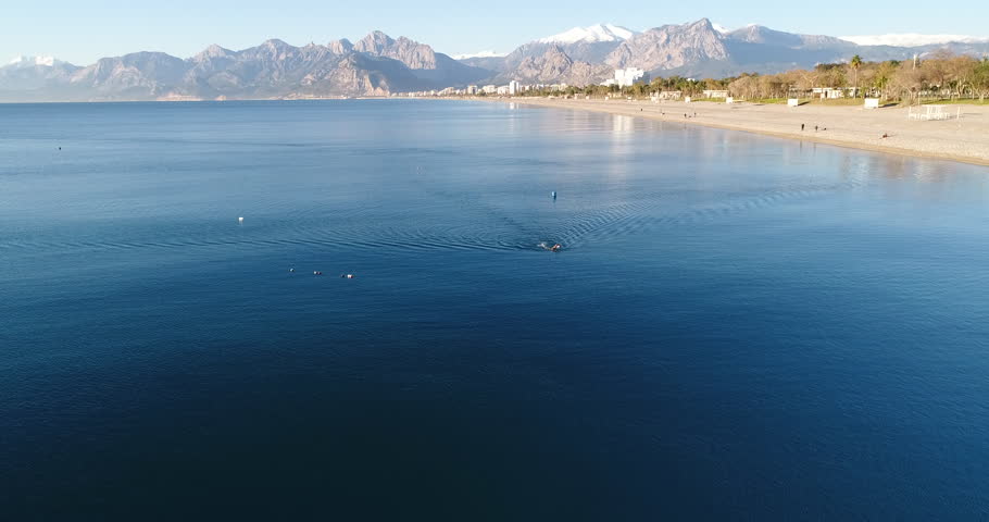 Aerial View Of Konyaalt? Beach Of Antalya 4K Drone Footage