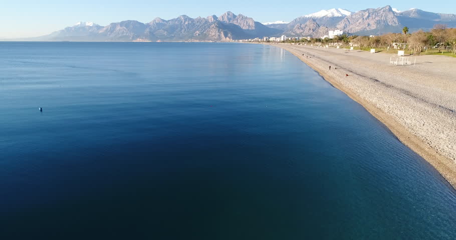 Aerial View Of Konyaalt? Beach Of Antalya 4K Drone Footage
