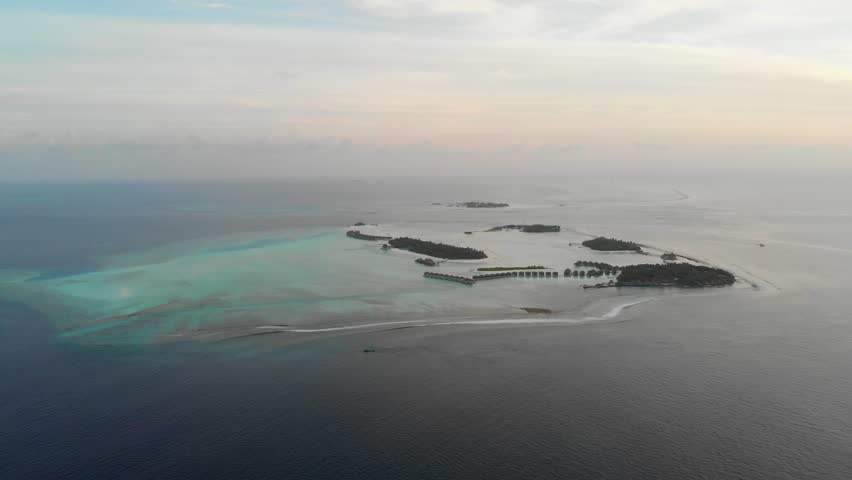 Wide aerial of Maldives Islands