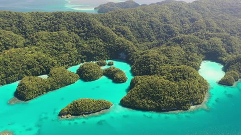 Aerial View South Rock Islands Chelbacheb Stock Footage Video (100% ...