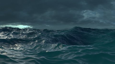 Ocean Waves During a Storm, Computer generated seamless loop 