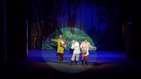 DNIPRO, UKRAINE - NOVEMBER 4, 2018: Miracle-Yudo in the underwater kingdom performed by members of the Dnipro State Drama and Comedy Theatre.