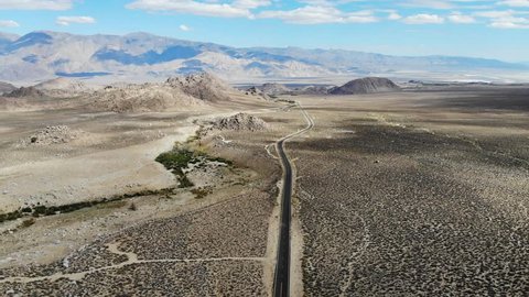 Drone View of Lone Pine Peak, east side of the Sierra Nevada range, the town of Lone Pine, California, Inyo County, United States of America, John Muir Wilderness, Inyo National Forest 