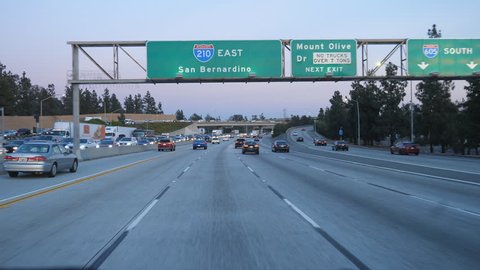 SAN BERNADINO, USA on Jan 8th: Driving on Interstate 210 East to San Bernadino, California, USA. Interstate 210 is a major highway in the Greater Los Angeles urban area of the state of California.