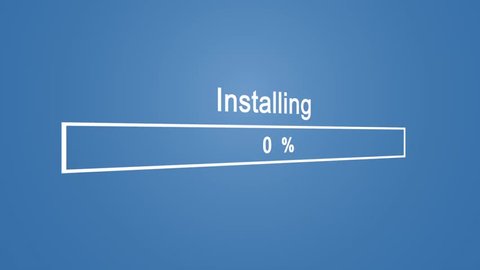 Install Program Process Animation on Blue Background
