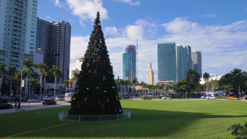 Christmas Tree in Miami Downtown. USA