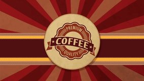 Coffee vintage label logo video looped animation footage for cafe or coffee shop
