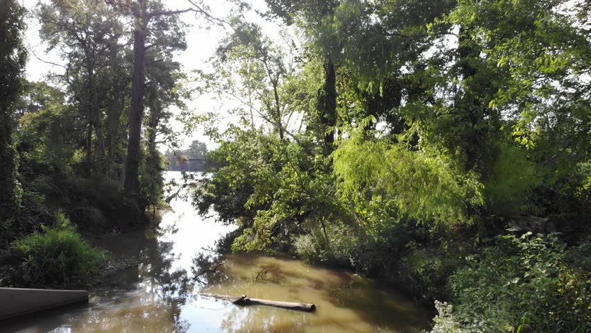 Drone Footage Flying under Hwy 59/I-69 at the San Jacinto River Crossing in North Houston, Texas