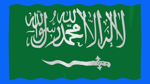 Saudi Arabia flag waving Chroma screen stock footage for backgrounds and textures I Saudi Arabia country flag waving stock video 