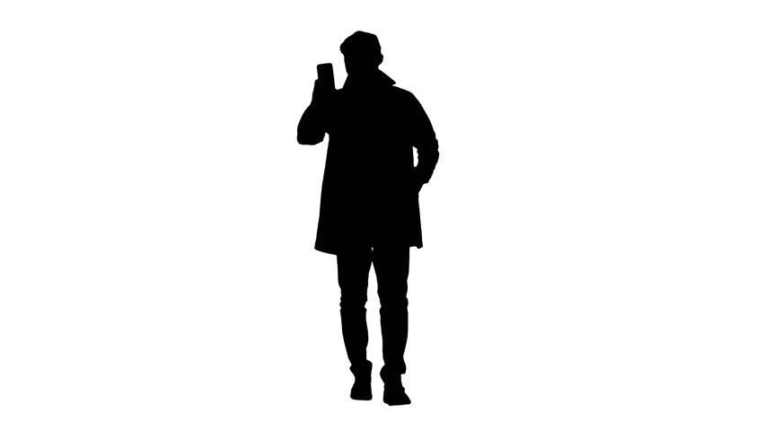 silhouette cheerful man coat taking photo Stock Footage Video (100% ...