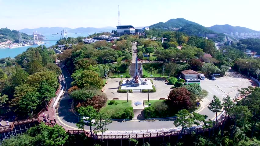 Aerial View of Dolsan Park, Yeosu, Jeollanamdo, South Korea Asia