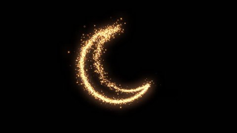 Shining sparkles creating a crescent that can be used as a nice abstract background with your logo or title. Abstract glowing crescent.