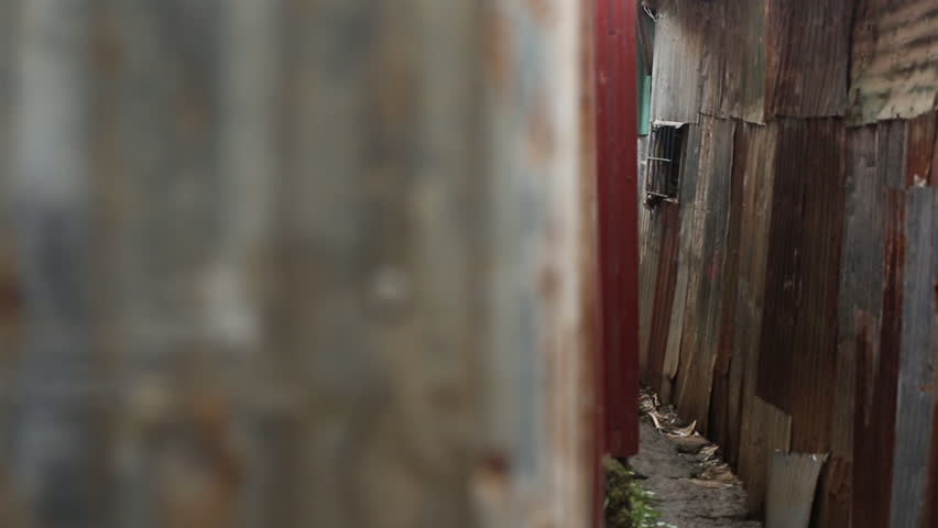 Dog Barking At End Of Alley In Slum